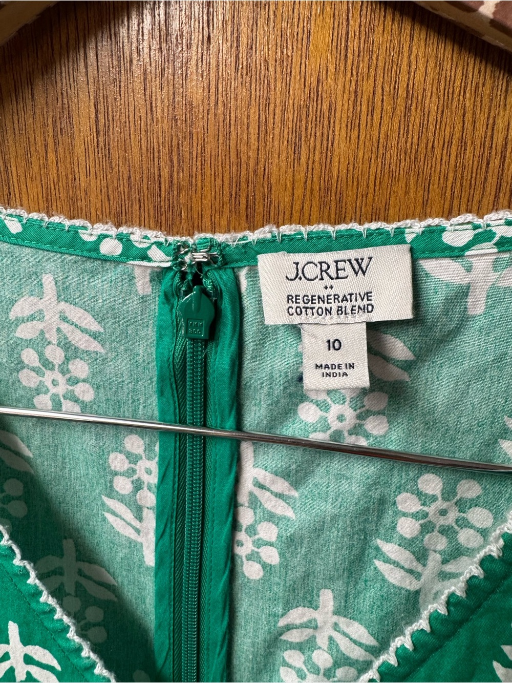 J. Crew Factory Block-Print Puff-Sleeve Midi Dress Emerald Beryl 10 - Picture 7 of 16